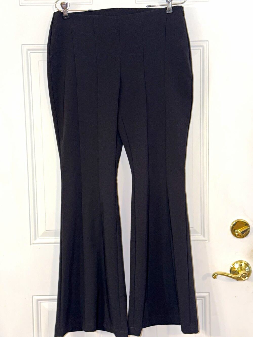 INC Petites 10P Women's Black Flared Side Zip Dress Pants with Stretch